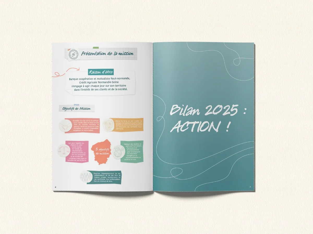 Double page du rapport de mission 2025 : présentation de la mission et ouverture du bilan 2025