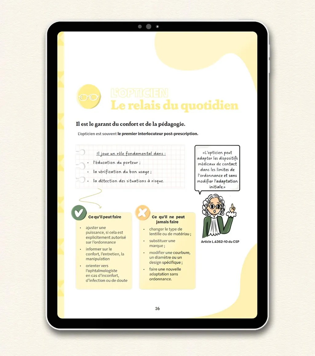 Page de l'ebook Contactologie : le relais du quotidien, guide légal