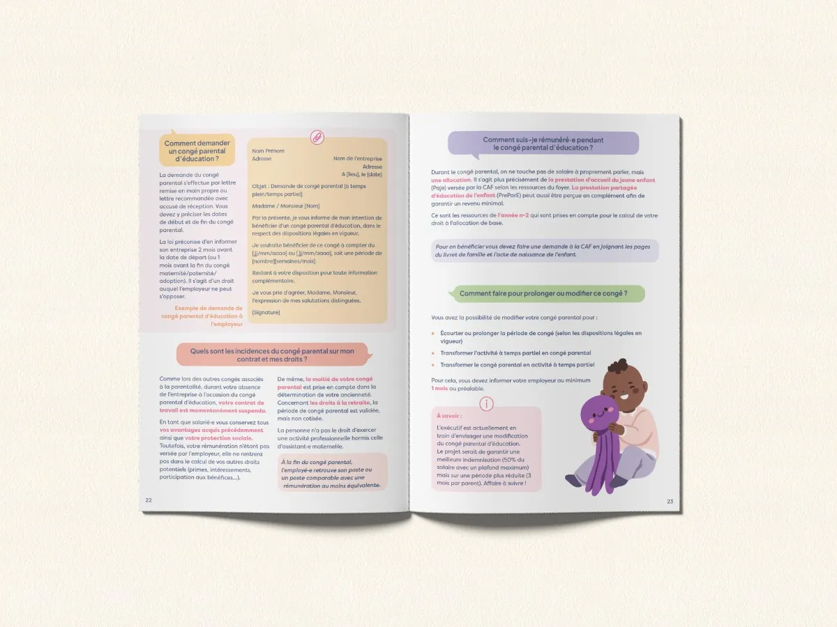 Double page du guide : le congé parental